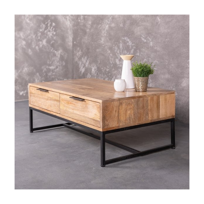 Mangohouten salontafel met lades.