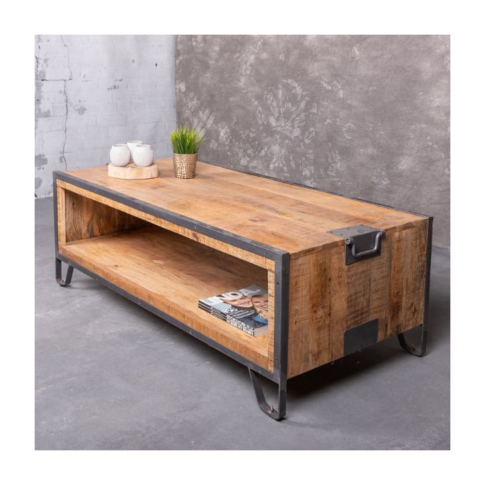 salontafel mangohout met staal 135cm