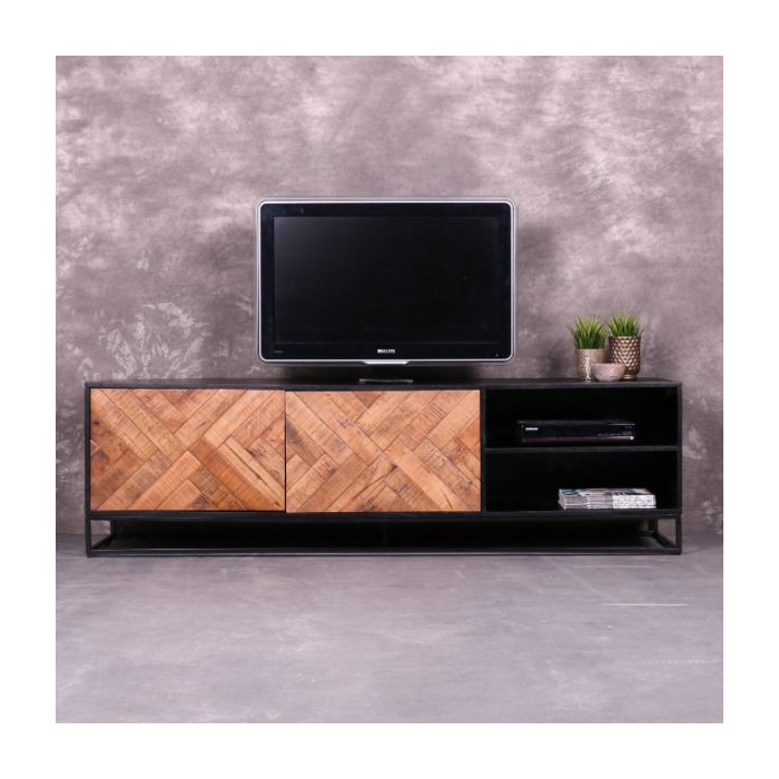 TV meubel hout met zwart