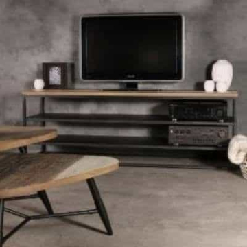 Tv tafel industrieel. 130 cm met acaciahout.