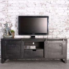 Bermad Redelijk Pompeii Zwart tv meubel industrieel 165 cm