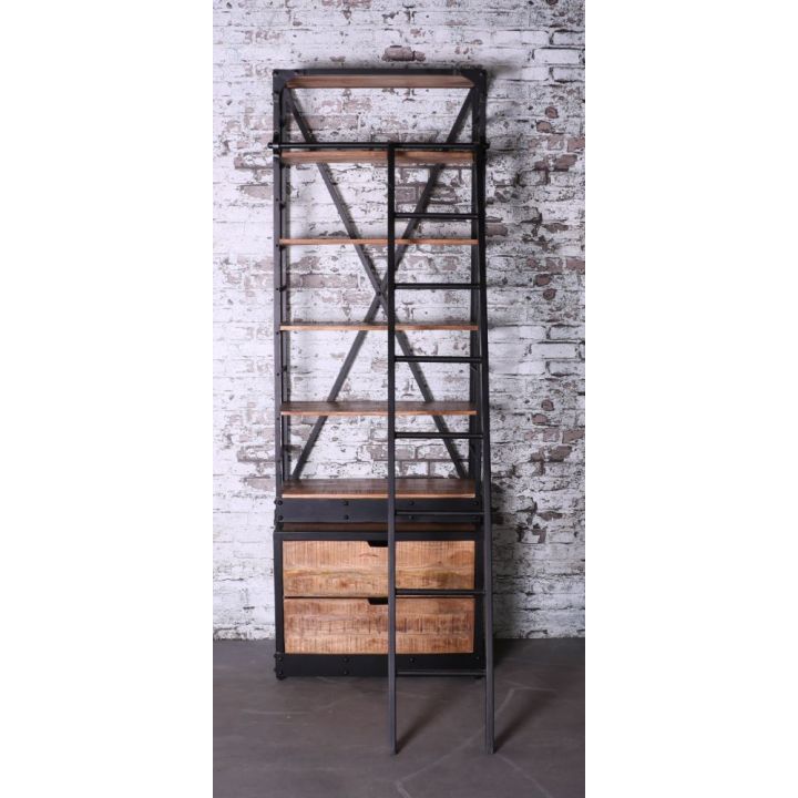 verdrietig Boos worden gastvrouw boekenkast met ladder industrieel smal